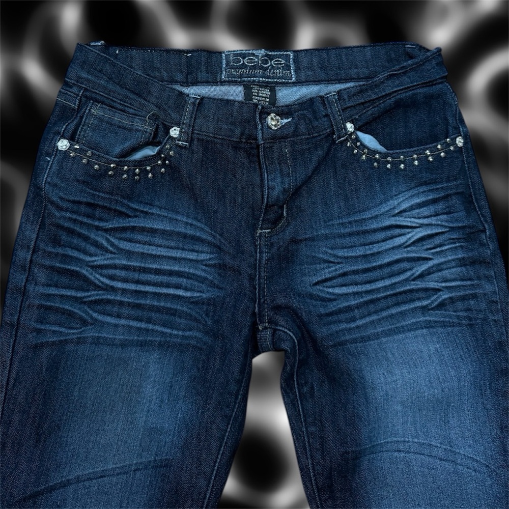 Vintage Bebe dark wash studded bootcut jeans
